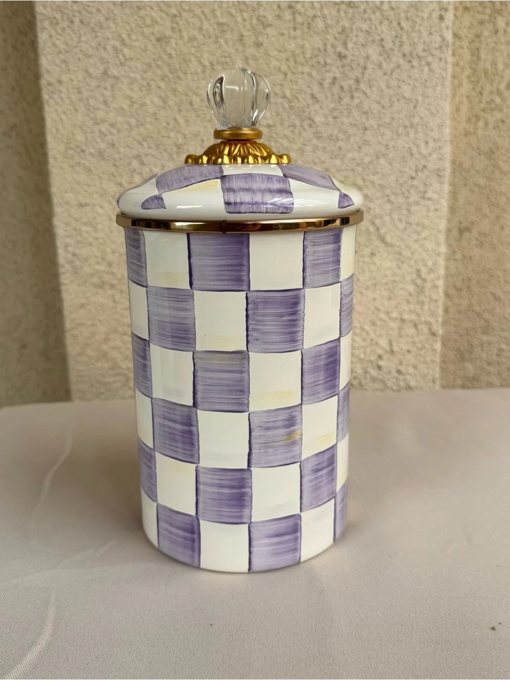 MacKenzy-Childs Violet Check Large Canister